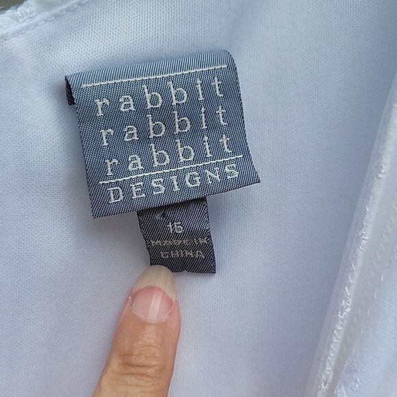 🦋EUC Rabbit Rabbit Rabbit White Cotton Eyelet Lace Sleeveless Summer Dress SZ16 - Picture 12 of 12